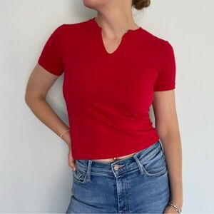 Wonder Nation Red Notch-Neck Tee
